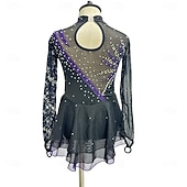 preiswerte Eiskunstlaufkleider-Eiskunstlaufkleid Damen Mädchen Eislaufen Kleider Austattungen Schwarz Purpur Himmelblau Elasthan Spitze Freizeit Sport Wettbewerb Eiskunstlaufkleidung Handgemacht Einfarbig Modisch Langarm Eislaufen