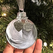 ieftine Ornamente-Ornament memorial de Crăciun 6 cm, o bucată din inima mea este în rai, inimă cu pene, decorațiune agățată în memoria pierderii unei persoane dragi, cadou de aducere aminte