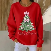 economico Felpa di Natale-Per donna Felpa Pullover Grafico Babbo Natale Natale Casual Manica Lunga Girocollo Top Regolari Casuale Streetwear Abbigliamento Quotidiano Nero Bianco Rosa Rosa scuro Rosso Autunno Inverno
