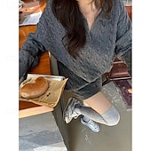 voordelige Tweedelige sets-Dames Actief Streetwear Shorts Sets Bolero Top Lange mouw V-hals Effen Kleur Buiten Vakantie Dagelijks Zwart Beige Grijs Herfst Normale pasvorm