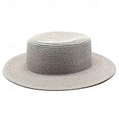 economico Cappelli da Festa-Cappelli Poliestere Cappello di paglia Matrimonio Ferie Tè Corsa di Cavalli Cocktail Vintage Protezione Solare Con Giunzione Copricapo Copricapo