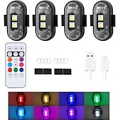 ieftine Lumini decorative-Lumini stroboscopice wireless cu telecomandă pentru motocicletă și mașină, LED-uri, 8 culori, anti-coliziune, încărcare USB, impermeabile, lumini de avertizare de urgență interioare pentru camion,
