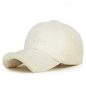 זול כובע בייסבול גברים-בגדי ריקוד גברים כובעי החורף כובע חם לחורף כובע בייסבול חורף עם דשי אוזניים כובע בייסבול חורף שחור לבן כותנה אִחוּי פליז אופנתי מודרני עכשווי לבוש יומיומי פגישה (דייט) אותיות שמור על חום הגוף עמיד