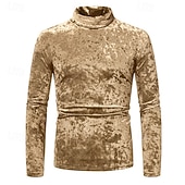 economico Magliette casual da uomo-Per uomo Maglietta Maglietta in velluto Camicia a Maniche Lunghe Manica Lunga Dolcevita Primavera Autunno Semplice Moda Designer Essenziale Classico Vacanza Streetwear Uscire Vinaccia Nero Argenteo