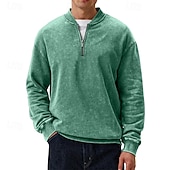 economico Felpe di base-Per uomo Maglia Felpa con zip corta Nero Rosso Blu marino Verde scuro Viola Mezza zip Semplice Zip a un quarto Sport &amp; Outdoor Quotidiano Ferie Poliestere Streetwear Essenziale Casual Primavera