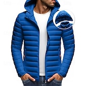 voordelige Heren donsjassen &amp; parka's-Voor heren Winterjas Pufferjas Gewatteerde jas Zak Polyester Vakantie Alledaagse kleding Afspraakje Normaal Modieus Casual Comfortabel Thermisch Warm Winter Effen / effen kleur Zwart Wit Geel Rood