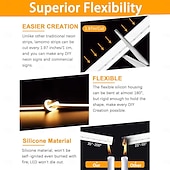 billige Plug Strip Lights-LED neonslyngelys 32,8 fot varm hvit dimbar LED-stripelys DIY fleksibel silikon vanntett neonslyngelys for soverom stue kjøkken innendørs utendørs DC24V (strømadapter inkludert)