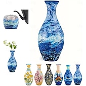 billige Vaser og kurv-3D-puslespillvase, 160-delers buet plastblomstervase lekkasjesikker premium plast kunstneriske mønstre for ekte blomster hjemmekontor gave til innflytningsfest, ideell for blomsteroppsats