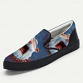  Men's Christmas Santa Graphic Slip-On Sneakers – Fun 3D Santa Face, Comfortable Casual Style, Perfect for Holiday Parties & Christmas Celebrations