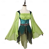 voordelige Outfits-Retro vintage Middeleeuws Renaissance Jurken Vleugels Oren Elf Kostuum Dames Fantasie Halloween Carnaval Maskerade Prestatie Feest LARP Volwassenen Kleding Vleugels Oorbel