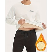 baratos Moletom &amp; Suéter-Homens Cor Sólida Moletom de lã Lounge Top Outono/Inverno Grossa Manga Longa Roupa Esportiva A Prova de Vento Quente Academia Equitação Corrida Exercite-se Ioga Preto Branco Amarelo Roupa de esporte