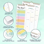 halpa Kodin tarvikkeet-ateriasuunnitteluvihko 8,5x5,8 tuumaa, 52 arkkia magneettinen, kaksoiskierteinen ateria &amp;ruokalista, seinälle kiinnitettävä ruokalistasuunnittelija päivittäiseen käyttöön &amp;viikkosuunnitelma