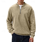 economico Felpe di base-Per uomo Maglia Felpa con zip corta Nero Rosso Blu marino Verde scuro Viola Mezza zip Semplice Zip a un quarto Sport &amp; Outdoor Quotidiano Ferie Poliestere Streetwear Essenziale Casual Primavera
