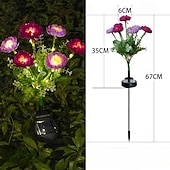 abordables Éclairage au sol-Lampes solaires de jardin, lampe solaire décorative extérieure étanche en forme de fleur, pour jardin, cour, patio, pelouse, décoration extérieure de Noël ou d'Halloween, cadeaux idéaux pour la fête