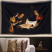 preiswerte weihnachtswandteppich hängen-Weihnachts Hängeteppich Geburt Krippenszenen große Wandkunst Wandmural Dekoration Decke Vorhang Feiertags Zuhause Schlafzimmer Wohnzimmer Feier Dekoration Festlicher Winter Feiertags Schmuck