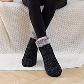 halpa Kotitossut-Pörröiset tohvelisukat naisille ja miehille, paksut fleecevuoratut liukumattomat lattiasukat kahvoilla, mukavat ja lämpimät talvisukat kotiin