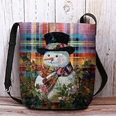 Χαμηλού Κόστους Τσάντες γραφικών εκτύπωσης-Γυναικεία χριστουγεννιάτικη τσάντα χιαστί με χιονάνθρωπο - τύπωμα χιονάνθρωπου και νιφάδας χιονιού για χριστουγεννιάτικα ψώνια, χριστουγεννιάτικα πάρτι και χειμερινές εξόδους
