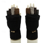 お買い得  メンズのスカーフ ＆ 手袋-男性用 1ペア ハーフフィンガー ウインター ニット手袋 ファッション 近代の 手袋 保温 編み カラーブロック 秋 ブラック グリーン ライトグレー ダックグレー