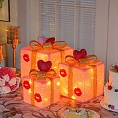 Χαμηλού Κόστους χριστουγεννιάτικα λαμπάκια εσωτερικού χώρου-Φωτιστικό Χριστουγεννιάτικου Δώρου LED με Λαμψημένο Φιόγκο Waterproof Μπαταρία 8 Λειτουργιών 15.5/20.5/25.5CM για Διακόσμηση Ατμόσφαιρας Εσωτερικού και Εξωτερικού Χώρου