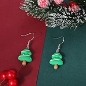 economico Anelli da donna-orecchini a forma di albero di Natale con ornamenti colorati - graziosi gioielli natalizi per regali di Natale