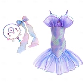 baratos Fantasia de Menina-Semana do Livro 2026 A Pequena Sereia Cauda de Sereia Vestido de Princesa Aqua Vestido de Halloween Fantasia de Cosplay Fantasia para Festa Temática Cosplay Filme Cosplay para Meninas Fantasia Infantil Carnaval Baile de Máscaras