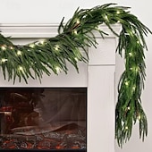 preiswerte LED Lichterketten-Neue 1,5M 1,8M 2,7M Norfolktanne Girlande für Dekorationen LED Lichterkette Künstliche Party-Girlande mit Lichtern für Innendekoration Urlaub Beleuchtung AA-Batteriebetrieb