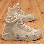 baratos Botas de caminhada-calçados esportivos masculinos bege de cano alto - botas táticas de caminhada duráveis para aventuras ao ar livre