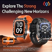 Nowy globalny smartwatch 2,01 cala, 1100 mAh, duża bateria, kompas LED, męski zegarek sportowy do użytku na świeżym powietrzu, asystent głosowy, połączenia bezprzewodowe tanie Inteligentne bransoletki-Nowy globalny smartwatch 2,01 cala, 1100 mAh, duża bateria, kompas LED, męski zegarek sportowy do użytku na świeżym powietrzu, asystent głosowy, połączenia bezprzewodowe