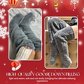 levne vytápění a chlazení-Pohodlné plyšové fleecové podkolenky jako vánoční dárek, zesílené návleky na nohy z husího peří, těhotenské &amp;ohřívače kolen pro seniory, teplé nohy &amp;opora nohou do chladného počasí