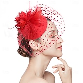 ieftine fascinatoare-Palarioare Tul Material Textil Pălărie Nuntă Petrecere ceai Cursă de cai cocktail Elegant Epocă Cu Pene Tul Diadema Articole Pentru Cap