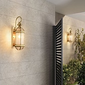 baratos luzes de parede ao ar livre-Iluminação externa 17 polegadas (cerca de 43,2 cm) luz de parede externa de cobre lanterna preta luz de varanda ip65 luz de parede externa à prova d'água adequada para casa, quintal, garagem, entrada