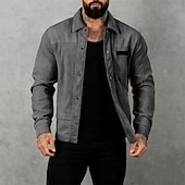 economico Giubbotti Casual-Per uomo Giacca Leggera Giacca in Velluto a Coste Giacca Cargo Giacca Casual Vacanza Quotidiano Traspirante Tasca Primavera Autunno Semplice Moda Classico Bavero Regolare Nero Cachi Grigio Giacca