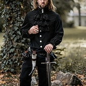 billige Topper-Retro / vintage Kostymer i middelalderstil Bluse / Skjorte Maskerade Normal Prins Vampyrer Aristokrat Kostyme Herre Pirat fantasi Steampunk Karneval Nytt År Maskerade Fest Festival Voksne Genser Alle