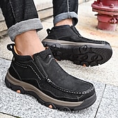 tanie Botki-brązowe, wsuwane buty męskie ze skóry ekologicznej – wygodne i wytrzymałe, z amortyzowaną wkładką, idealne do noszenia na co dzień, aktywności na świeżym powietrzu i codziennego użytku