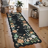 economico Tappeti corridoio-Tappeto runner per soggiorno e corridoio morbido antiscivolo lavabile in lavatrice lungo floreale in velluto cristallo resistente alla polvere durevole facile da pulire tappetino di stile vintage per