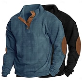 economico Felpe di base-Per uomo Maglia Velluto a coste Felpa con cappuccio Maglione Felpa con cappuccio abbottonata Vino+Nero bianco+vino rosso Bianco+verde militare Albicocca+Caffè Blu denim + nero Colletto Mao Semplice