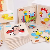 cheap Jigsaw Puzzles-16pc Toddler Learning Puzzles - Set of 16 Wooden Peg Board Puzzles for Ages 1 2 3 - Develops Hand-Eye Coordination &amp; Cognitive Skills Christmas Gift