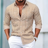 Χαμηλού Κόστους Ανδρικά Smart Casual πουκάμισα-Ανδρικά Πουκάμισο Casual πουκάμισο Πουκάμισο με κουμπιά Μαύρο Θαλασσί Χακί Μακρυμάνικο Ρίγες και καρό Πέτο Causal Καθημερινά Υφανση Ρούχα Μοντέρνα Υψηλής Ποιότητας