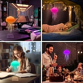 baratos Luzes da noite do berçário-luminária de água-viva, luminária de água-viva com pernas dançantes, luz noturna de água-viva com controle de voz, luminária de cabeceira de água-viva para quartos, sala de estar e presentes de Natal