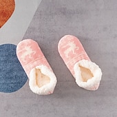 tanie Domowe kapcie-Damskie skarpetki podłogowe z wzorem gwiazdek, grube bawełniane pluszowe kapcie na zimę do domu lub do spania, ciepłe, wygodne, antypoślizgowe skarpetki do noszenia w domu