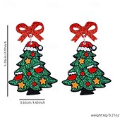 voordelige Dames ringen-Kerstboom oorbellen – glinsterende groene feestoorbellen met rode strik en feestelijke versieringen voor vrouwen