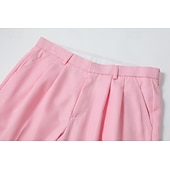  Men's Dress Pants Trousers Slacks Pocket Buttons Plain Comfort Formal Party Work Fashion Classic Style Coral Pink Yellow Micro-elastic