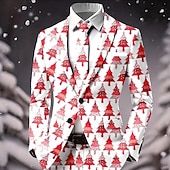 abordables Atuendo para escena navideña-Hombre chaqueta Abrigo Navidad Casual Casual / Diario Casual Otoño invierno 100% Poliéster Copo Impresión 3D Botones Mantiene abrigado Cómodo Botonadura Simple Chaqueta de sport A B C D