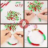 abordables kit para hacer cuentas-Cuentas navideñas para hacer joyas, dijes, cuentas de arcilla para pulseras, collares, manualidades, juego de cuentas de polímero, kit de joyería navideña hecho a mano, accesorios para manualidades