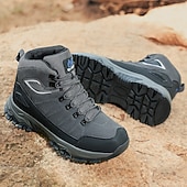 voordelige Winter- en sneeuwlaarzen-beige en zwarte waterdichte wandelschoenen voor heren met antislipzool en warme voering, outdoor trekkingschoenen voor winterkamperen en bergavonturen