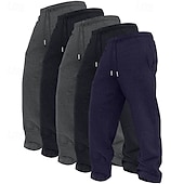 preiswerte Gerade Bein-5 Stück Herren-Jogginghose mit geradem Bein, Fleece-Hose, Freizeithose, Kordelzug, elastischer Bund, Mehrfachpackung, einfarbig, bequem, volle Länge, Outdoor, Reisen, Alltag, Urlaub, Mode