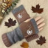 billiga Handskar-Dam 1 par Fingerlösa / Stickade handskar Streetwear / Utomhus Handskar - Blomma Mönster