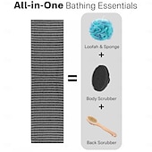 رخيصةأون أدوات الحمام-منشفة تقشير للجسم - إسفنجة تقشير للجسم - كورية &amp;اليابانية &amp;قطعة قماش إسفنجية شبكية أفريقية - غسالة غسيل طويلة الظهر للاستخدام في حوض الاستحمام