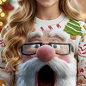 preiswerte Kinder Weihnachts hässliche Pullover-Weihnachten Mädchen 3D Weihnachtsmann hässlicher Weihnachtspullover Weihnachtsgeschenk Pullover Langarm 3D-Druck Herbst Winter Mode Party Kinder 4-12 Jahre Rundhalsausschnitt Outdoor Täglich Normale