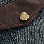 billiga Pojkars läderjackor-Barn Pojkar Svart skinnjacka Fleece-jacka Jakke Ytterkläder Slät Långärmad Håller värmen Vindtät Täcka Dagligen Mode Ledigt Blå Höst Vinter 4-12 år